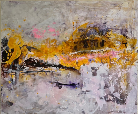 Abstrakt maleri, 100x120 cm, "Mulighedernes horisont" by Lone Reedtz , Abstrakt ekspressivt akrylmaleri på lærred