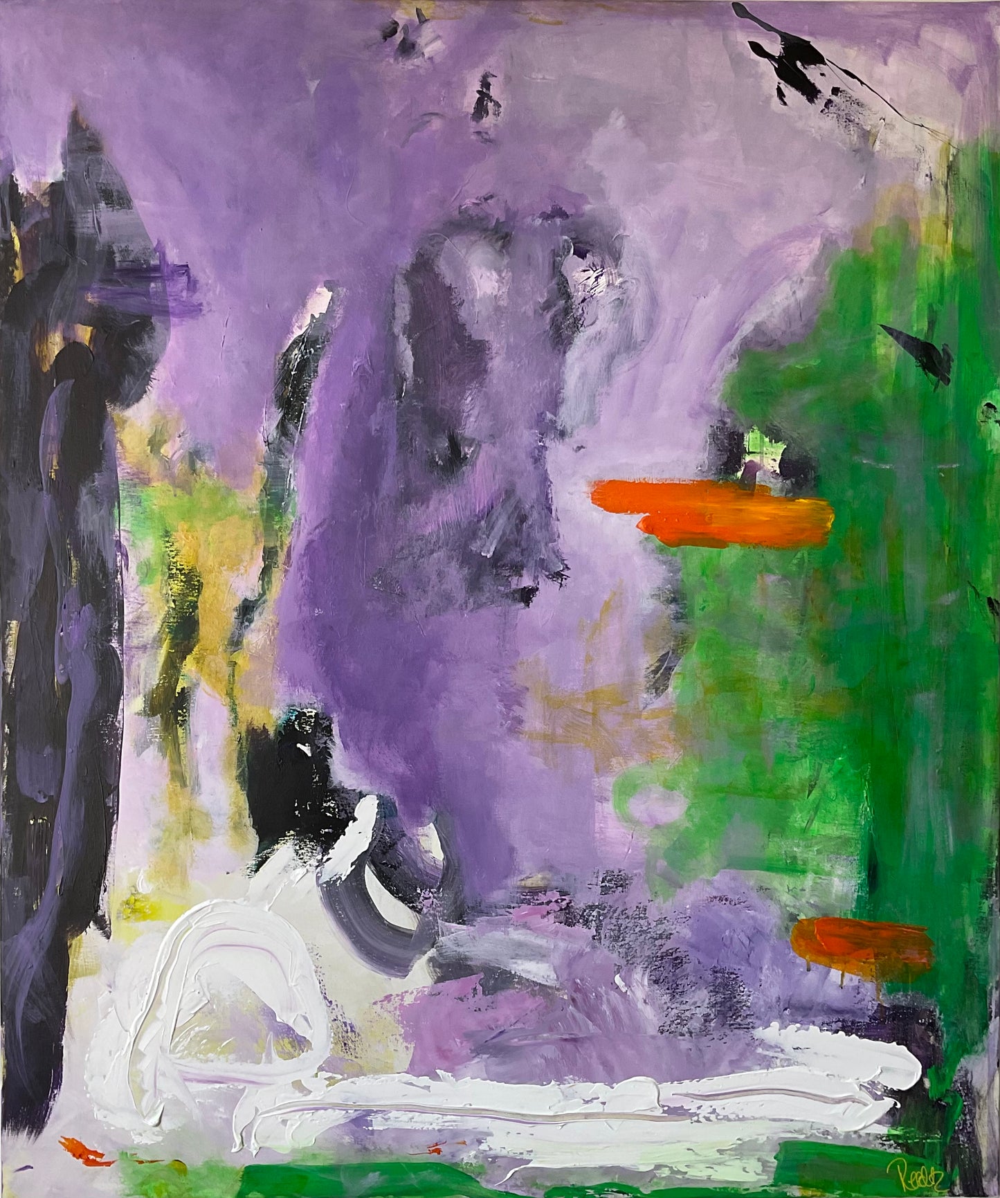 Abstrakt maleri, 100x120 cm, "Open mind" by Lone Reedtz , Abstrakt ekspressivt akrylmaleri på lærred