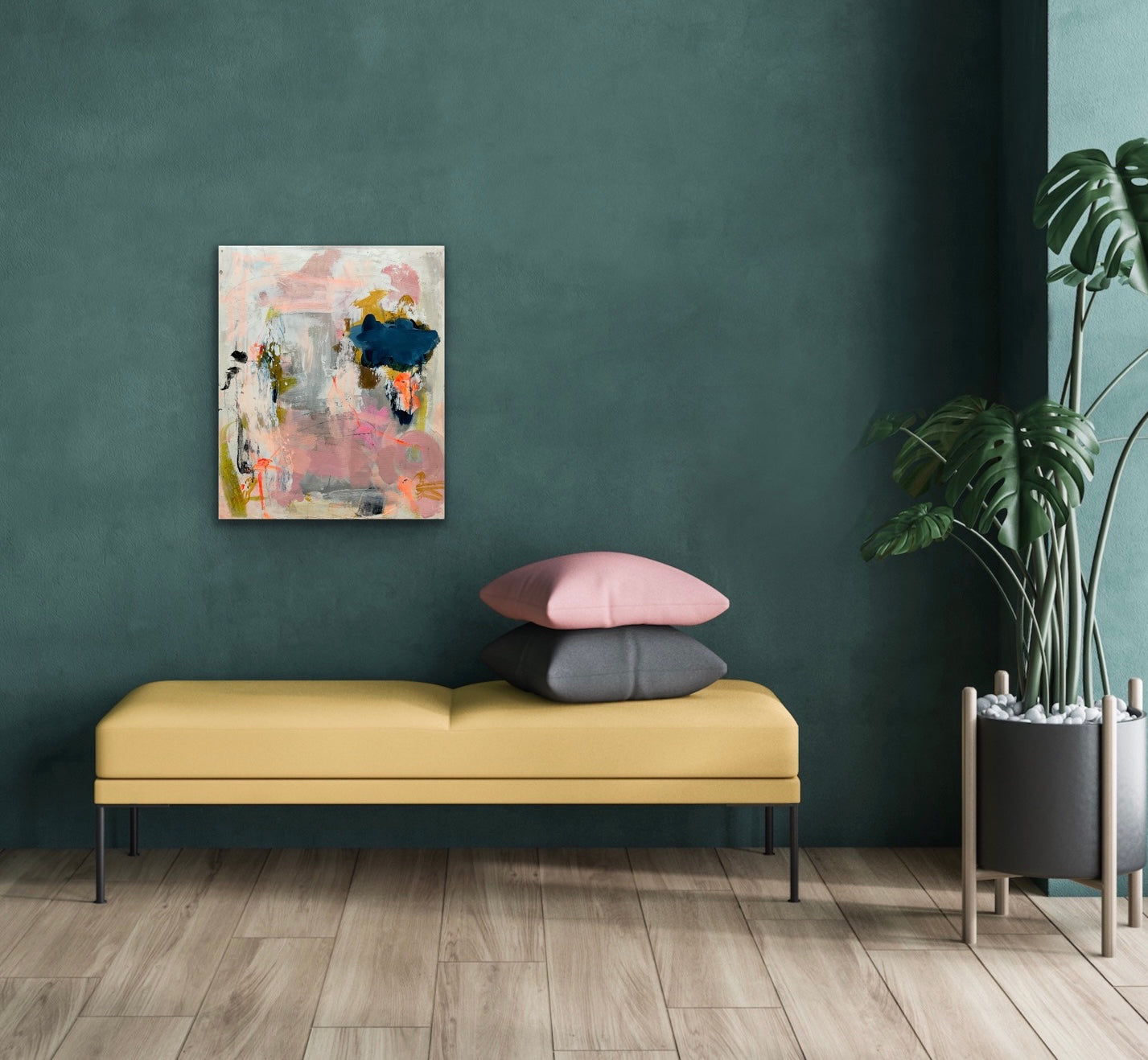 Abstrakt maleri, 50x60 cm, "Timeless" by Lone Reedtz , Abstrakt ekspressivt akrylmaleri på lærred