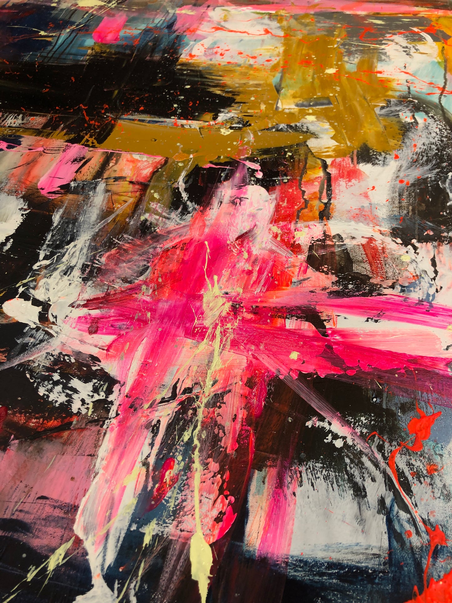 Abstrakt maleri, 100x120 cm, "The fullness of living" by Lone Reedtz , Abstrakt ekspressivt akrylmaleri på lærred