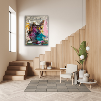 Abstrakt maleri, 90x70 cm, "Nr. 10" by Lone Reedtz , Abstrakt ekspressivt akrylmaleri på lærred