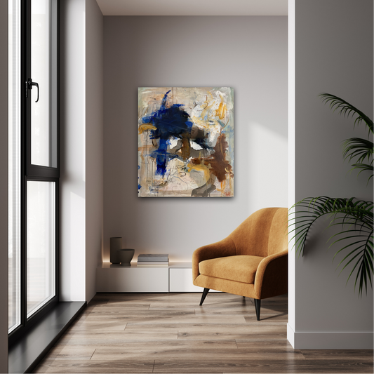 Abstrakt maleri, 80x70 cm, "Take it back" by Lone Reedtz , Abstrakt ekspressivt akrylmaleri på lærred