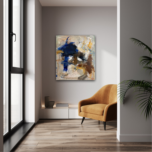 Abstrakt maleri, 80x70 cm, "TAKE IT BACK” by Lone Reedtz , Abstrakt ekspressivt akrylmaleri på lærred