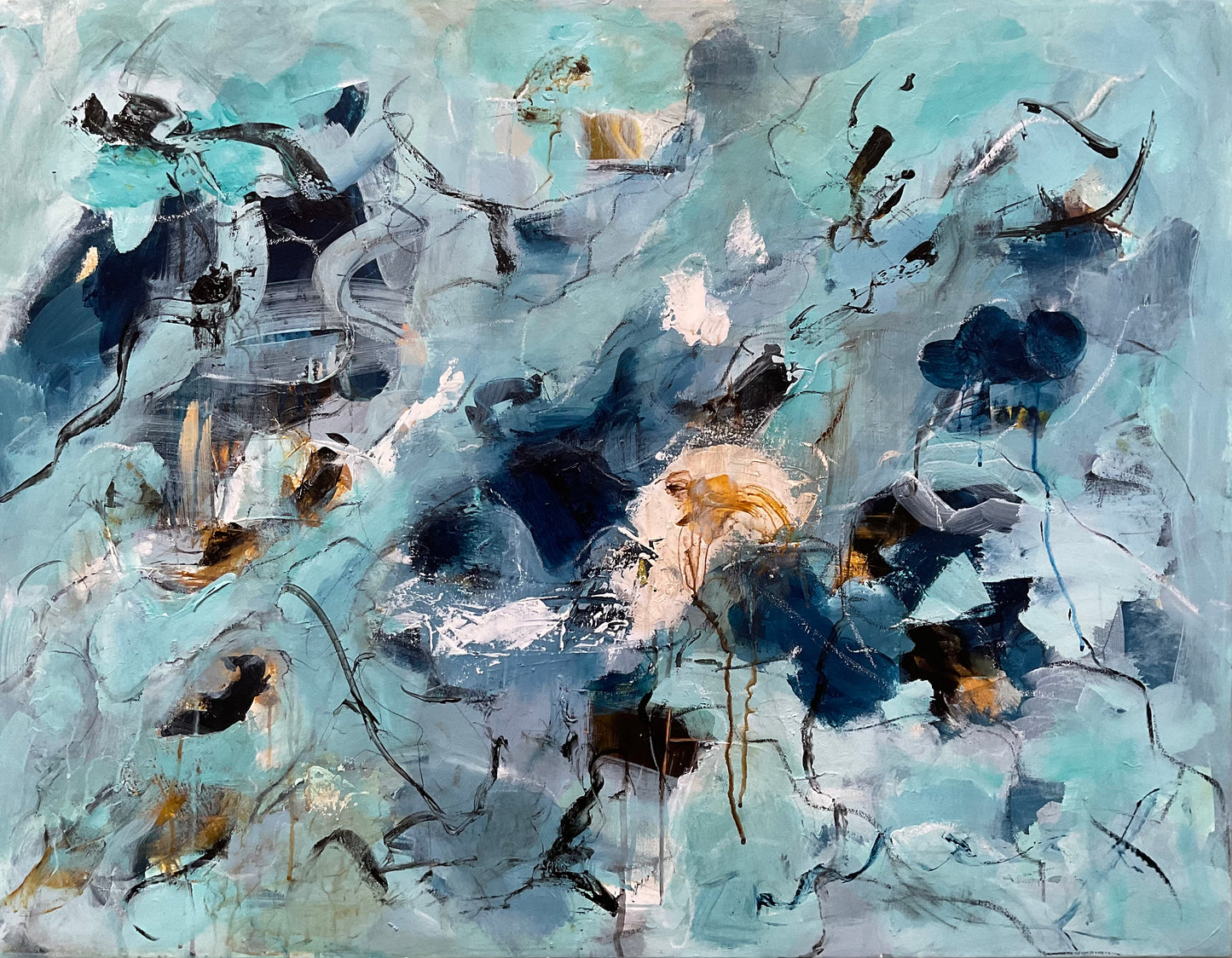 Abstrakt maleri, 70x90 cm, "Nr. 19" by Lone Reedtz , Abstrakt ekspressivt akrylmaleri på lærred