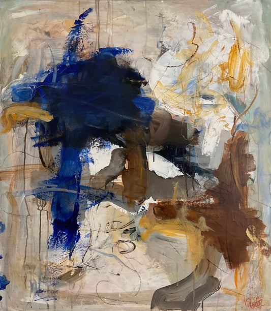 Abstrakt maleri, 80x70 cm, "Take it back" by Lone Reedtz , Abstrakt ekspressivt akrylmaleri på lærred Uden ramme