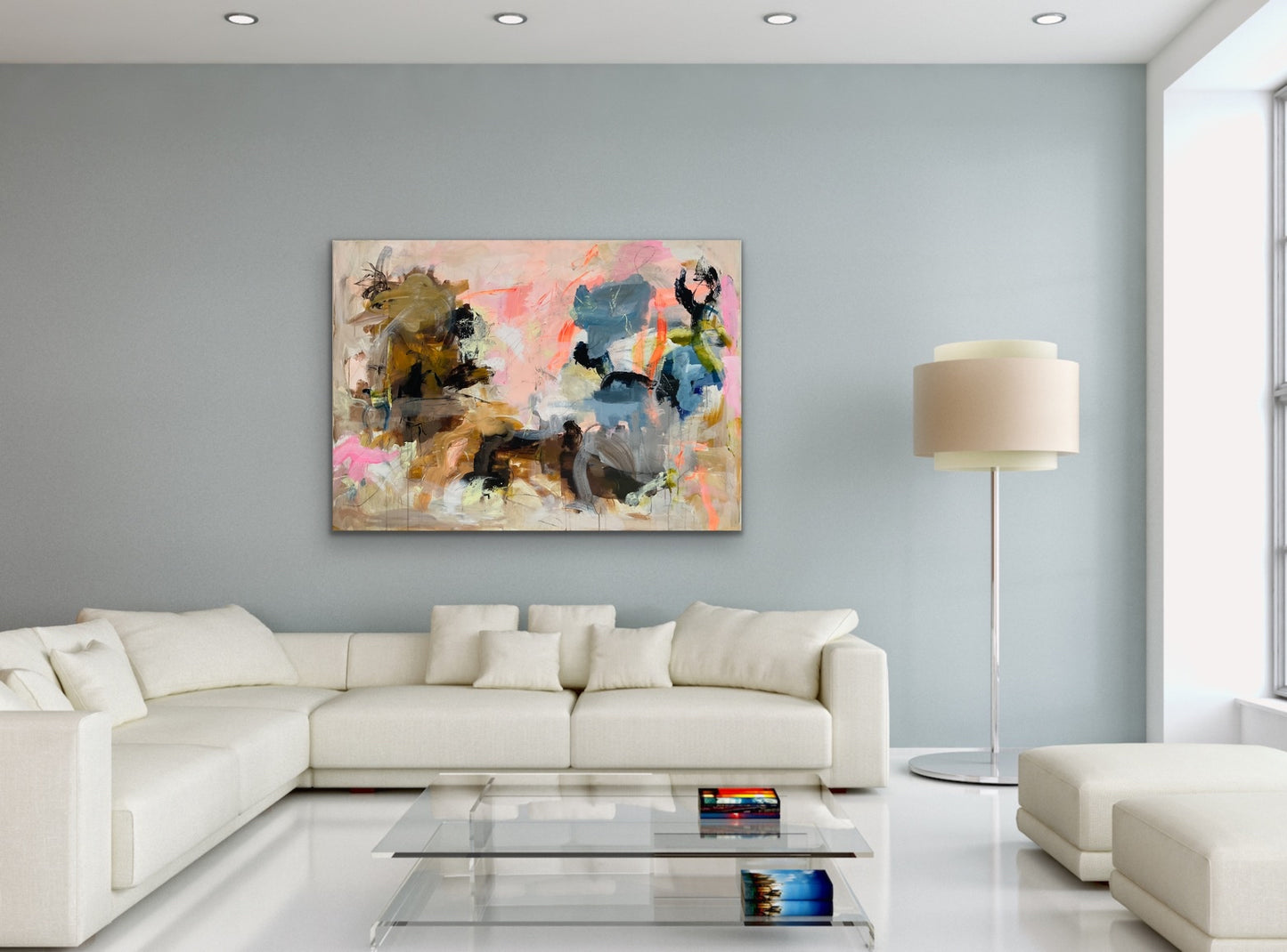 Abstrakt maleri, 140x100 cm, "Nr. 36" by Lone Reedtz , Abstrakt ekspressivt akrylmaleri på lærred