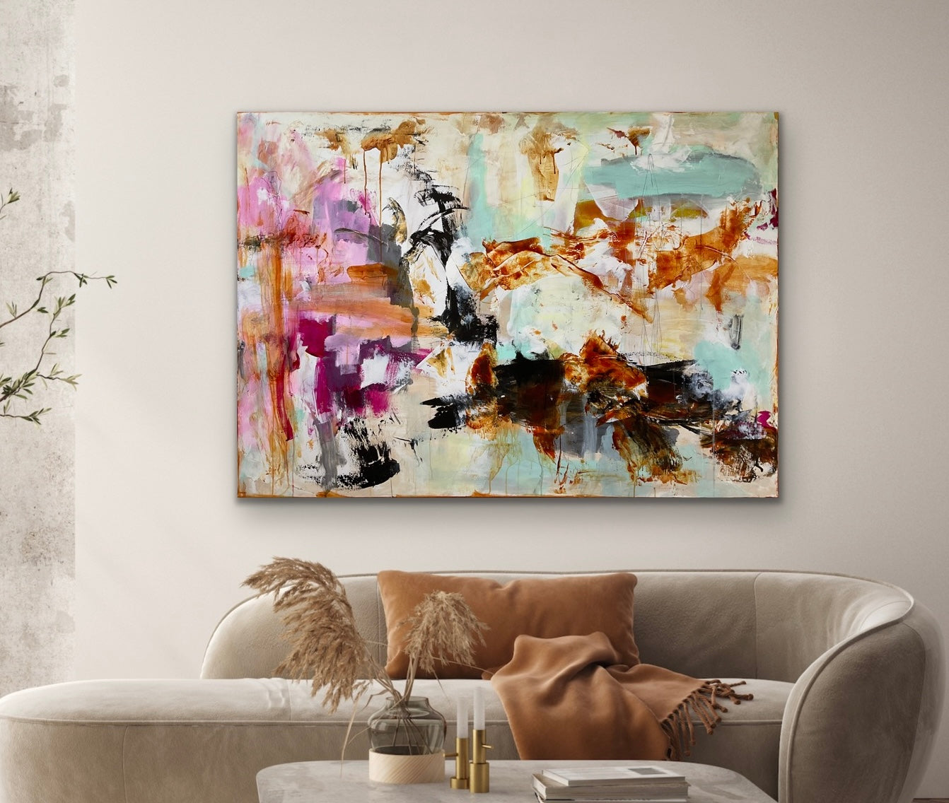 Abstrakt maleri, 100x140 cm, "CATCH A FEELING”