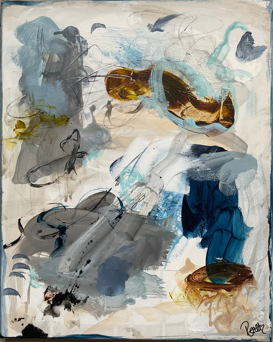 Abstrakt maleri, 50x40 cm, "Nr. 13" by Lone Reedtz , Abstrakt ekspressivt akrylmaleri på lærred Uden ramme
