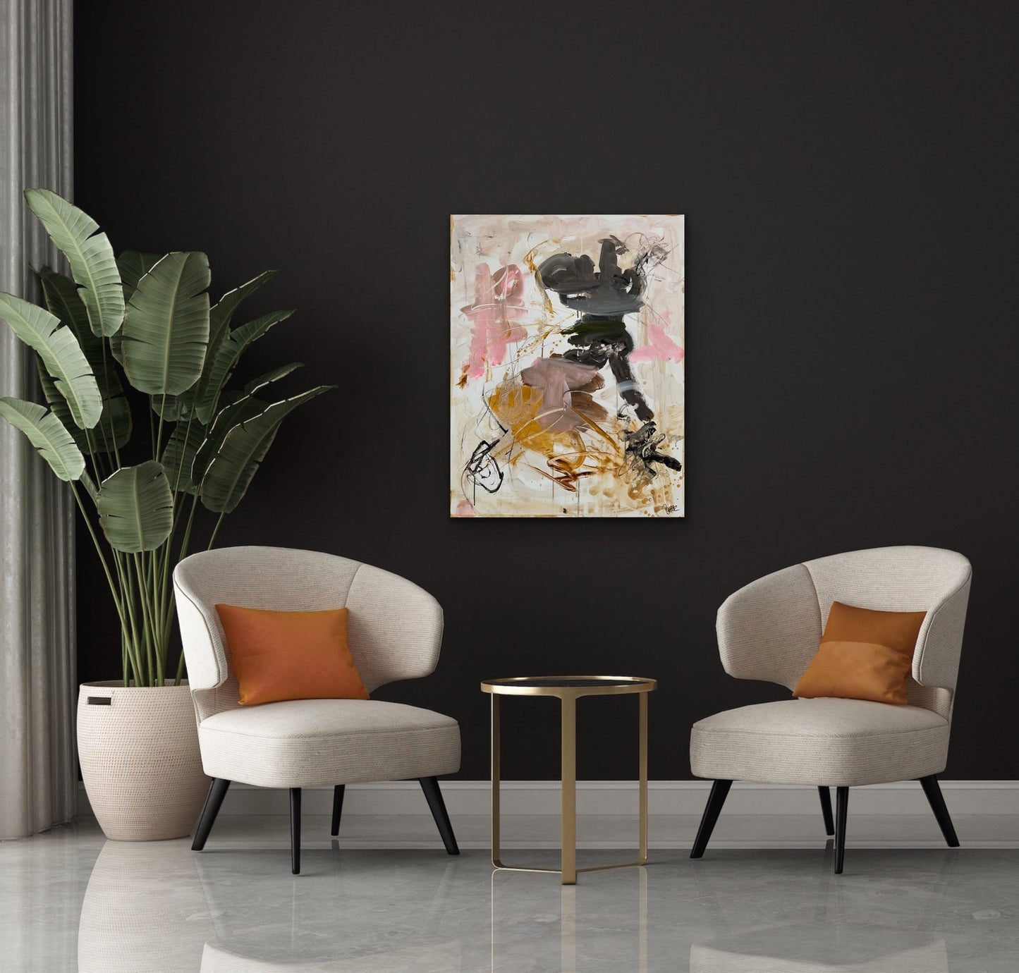 Abstrakt maleri, 70x90 cm, "Dwam" by Lone Reedtz , Abstrakt ekspressivt akrylmaleri på lærred