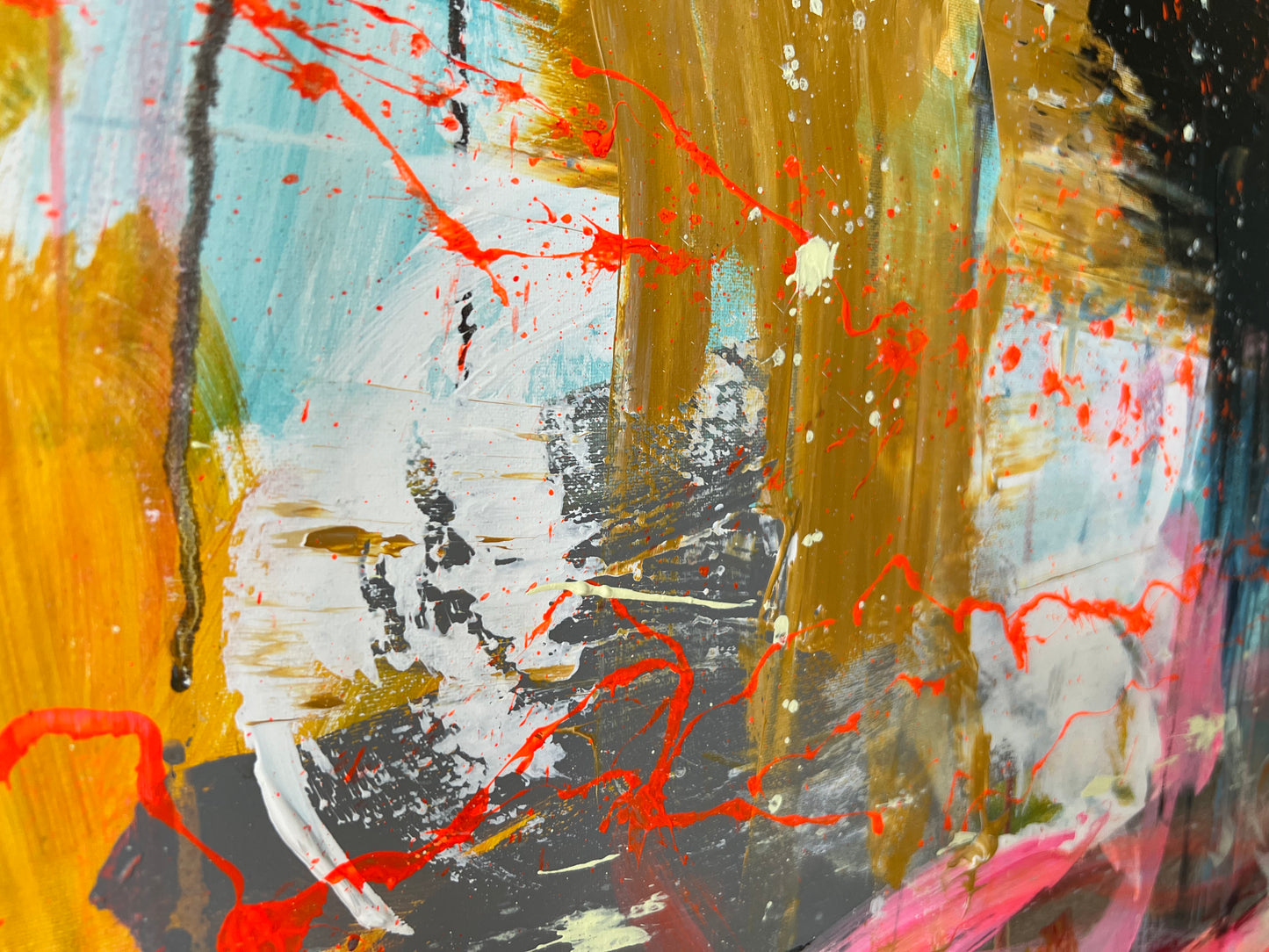 Abstrakt maleri, 100x120 cm, "The fullness of living" by Lone Reedtz , Abstrakt ekspressivt akrylmaleri på lærred