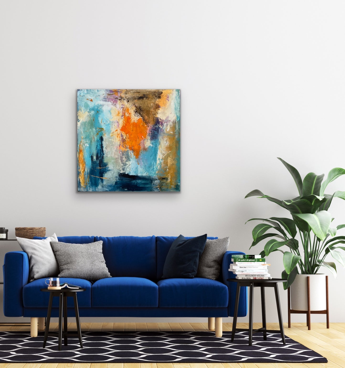 Abstrakt maleri, 100x100 cm, "Where the fairytale begins" by Lone Reedtz , Abstrakt ekspressivt akrylmaleri på lærred