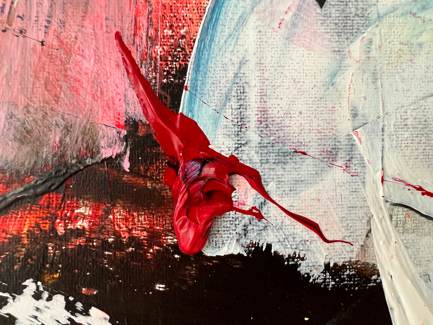 Abstrakt maleri, 100x120 cm, "The fullness of living" by Lone Reedtz , Abstrakt ekspressivt akrylmaleri på lærred