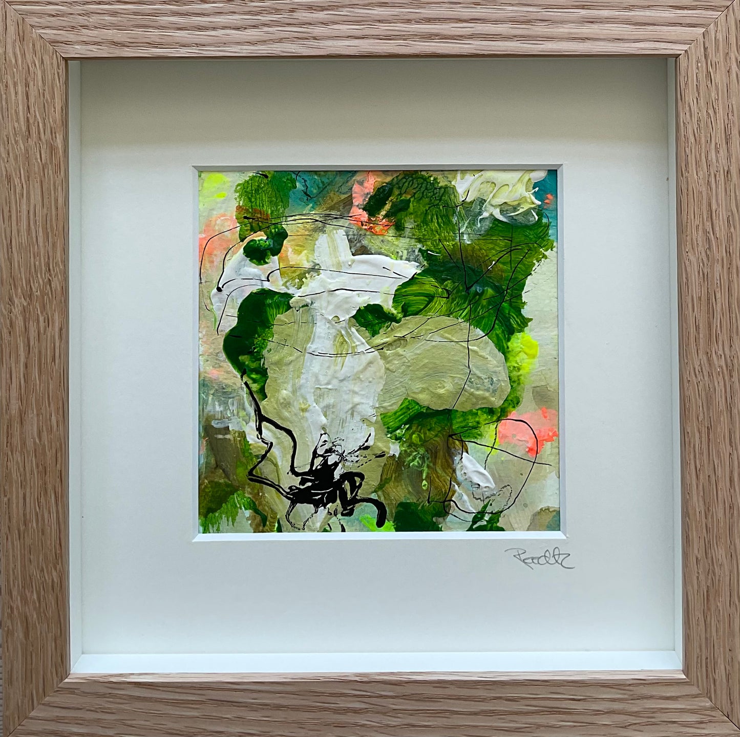 Paperwork, 20x20 cm, i boksramme af massivt egetræ