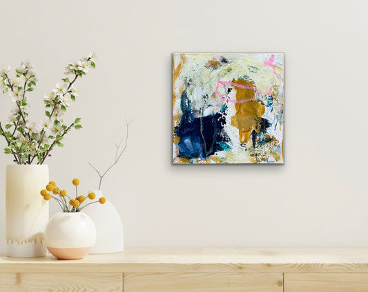 Abstrakt maleri, 40x40 cm, ”VELVET” by Lone Reedtz , Abstrakt ekspressivt akrylmaleri på lærred