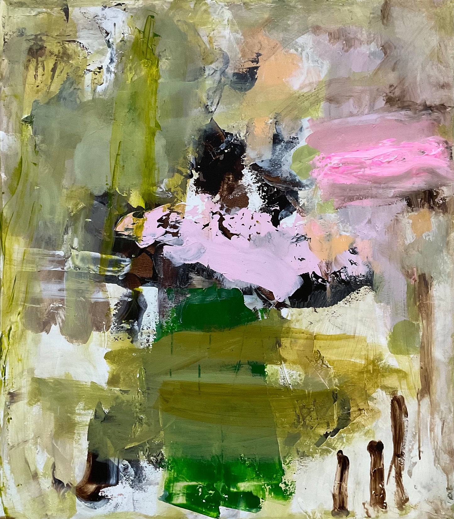 Abstrakt maleri, 80x70 cm, "DER HVOR ALT ER MULIGT” by Lone Reedtz , Abstrakt ekspressivt akrylmaleri på lærred