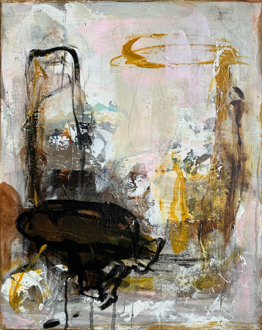 Abstrakt maleri, 50x40 cm, "Fellowship" by Lone Reedtz , Abstrakt ekspressivt akrylmaleri på lærred Uden ramme