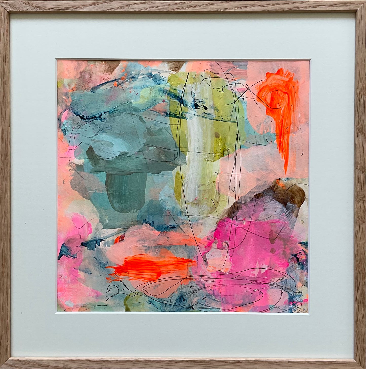 Paperwork, 40x40 cm, i massivt egetræsramme