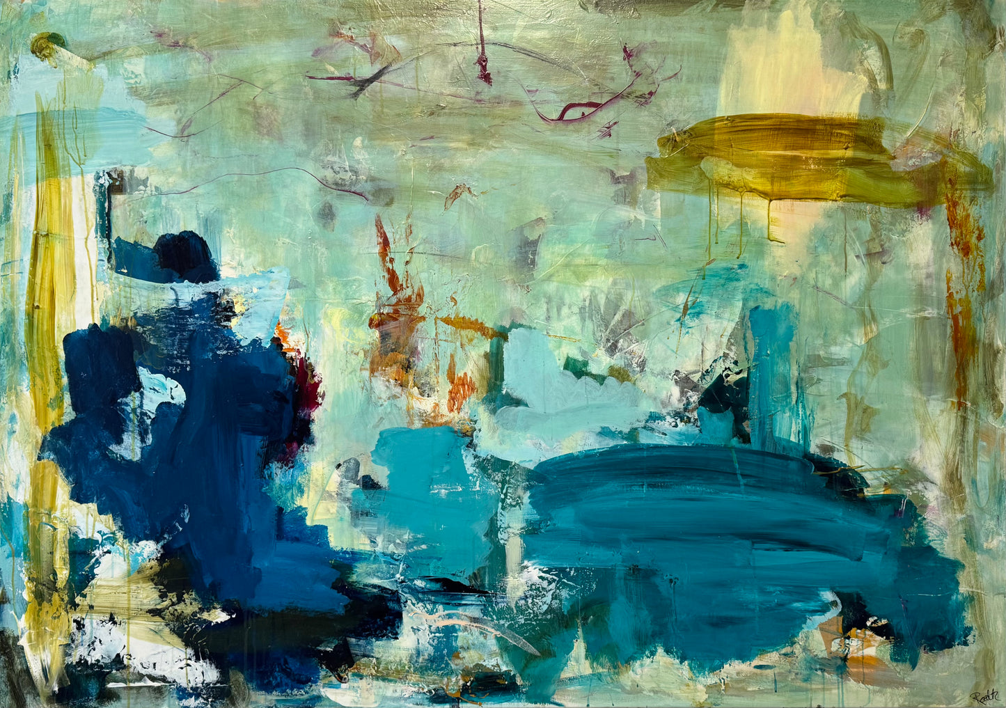 Abstrakt maleri, 100x140 cm, "INTO THE UNKNOWN”