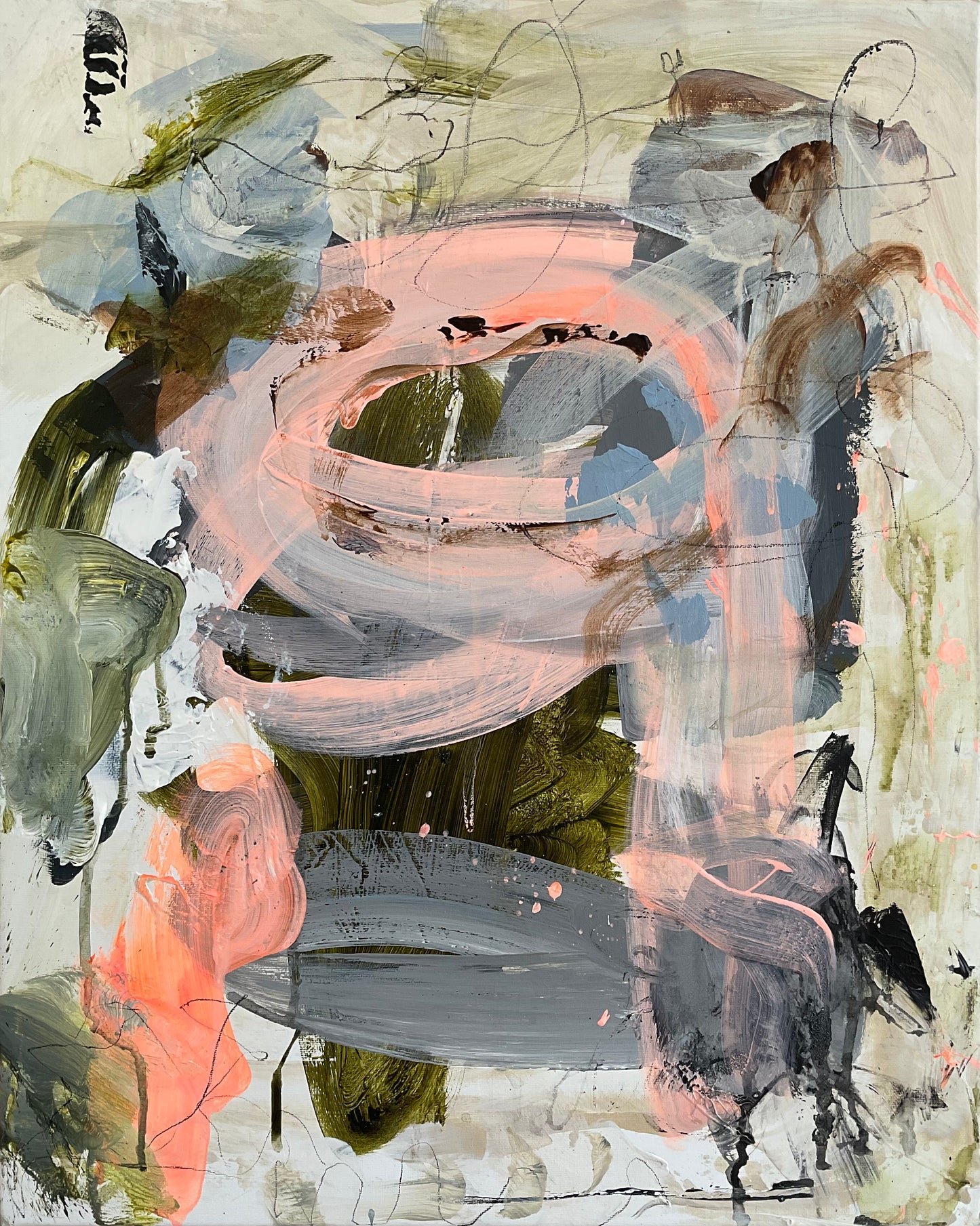 Abstrakt maleri, 40x50 cm, "Next level" by Lone Reedtz , Abstrakt ekspressivt akrylmaleri på lærred Uden ramme