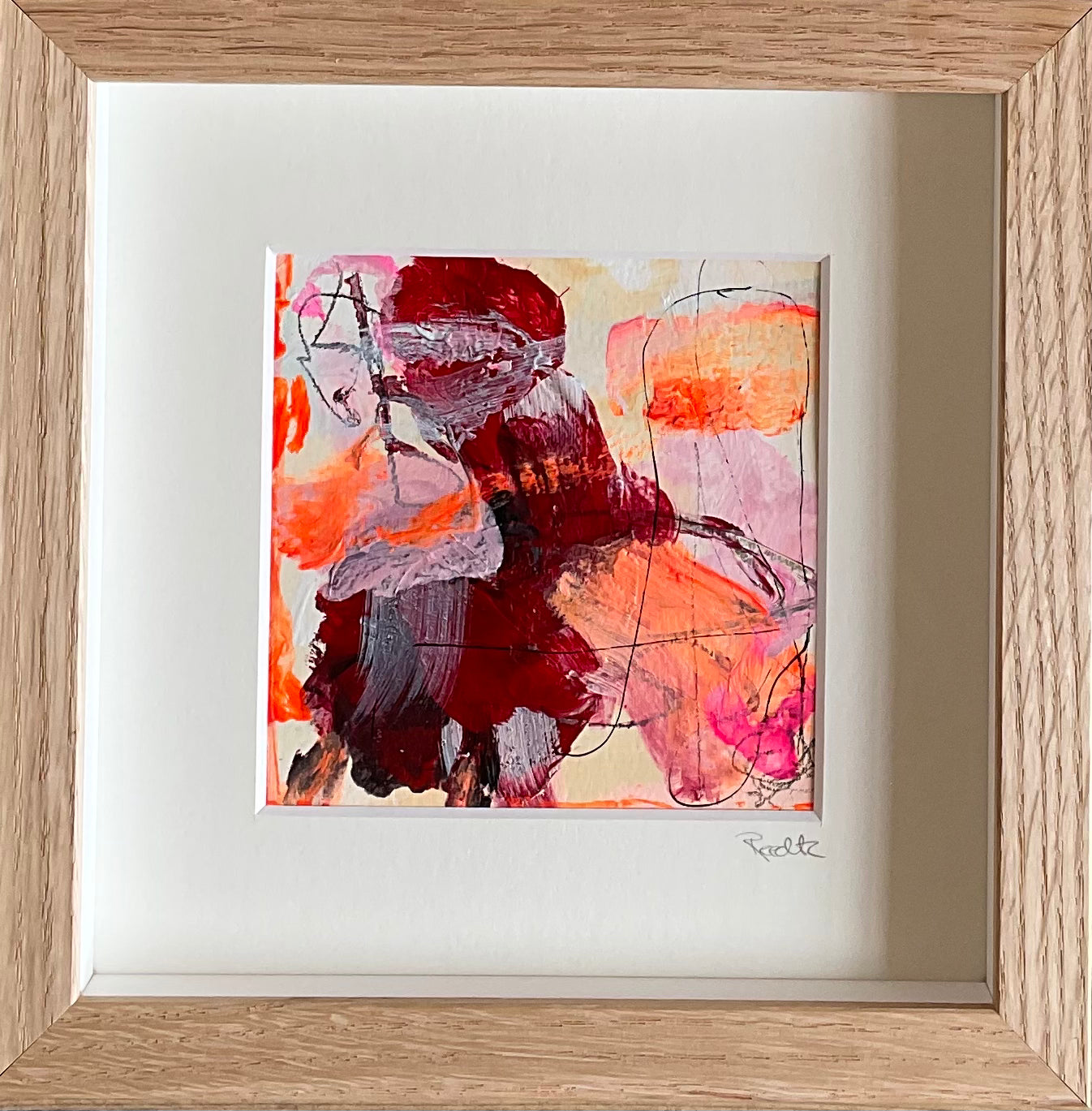 Paperwork 20x20 cm, med massiv egetræsramme