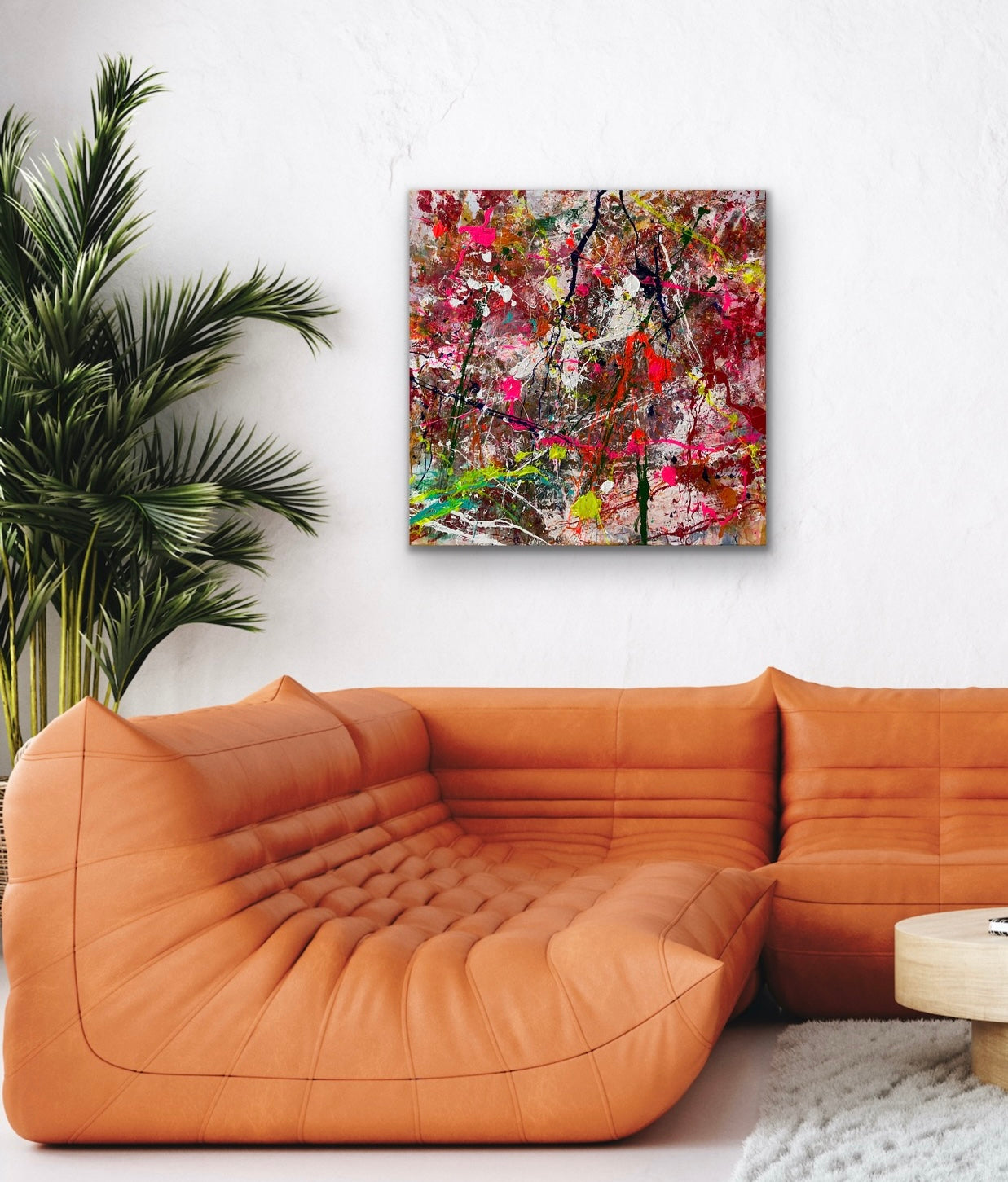Abstrakt maleri, 80x80 cm, ”COTTON FLOWER” by Lone Reedtz , Abstrakt ekspressivt akrylmaleri på lærred Uden ramme Kunstsamlingen-katalog-2025