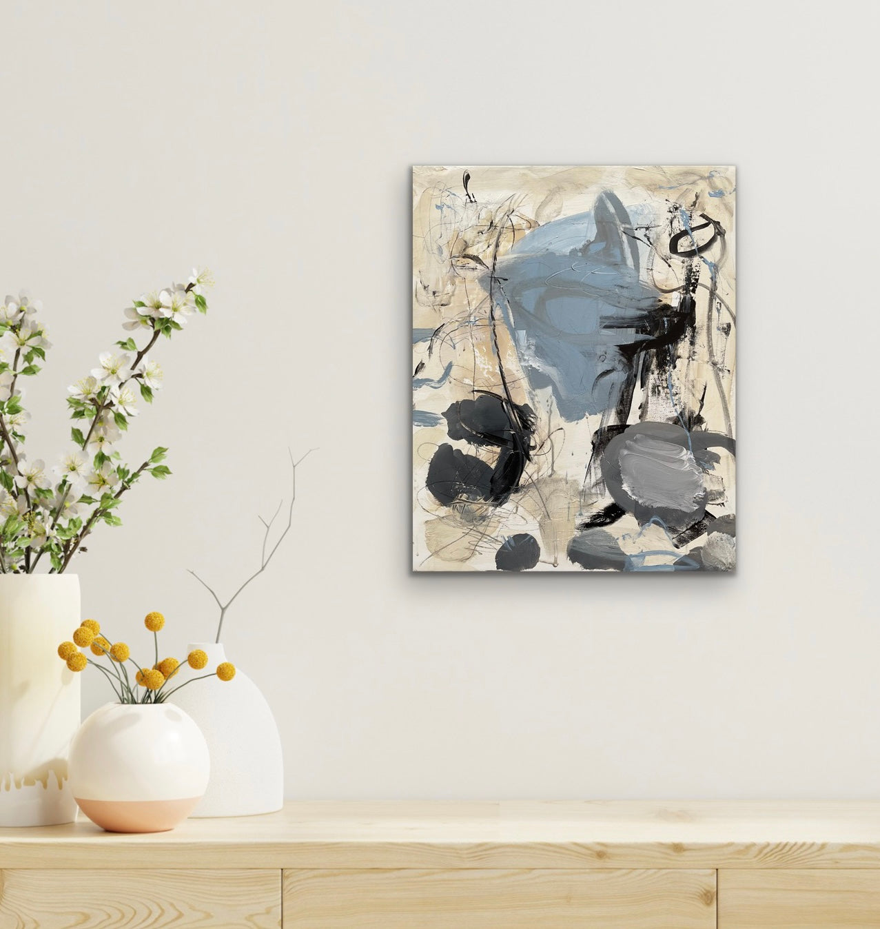 Abstrakt maleri, 40x50 cm, "Let it go" by Lone Reedtz , Abstrakt ekspressivt akrylmaleri på lærred