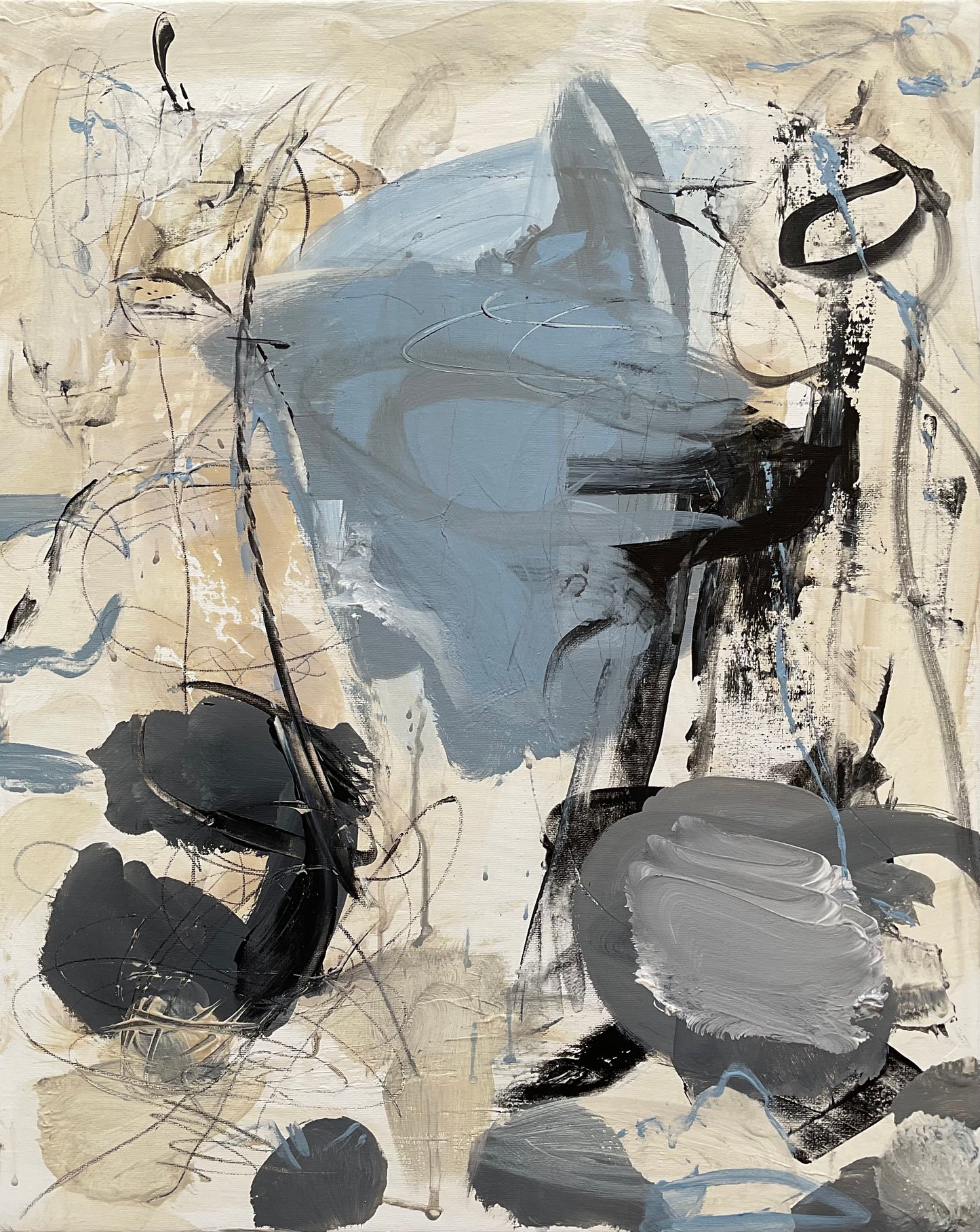 Abstrakt maleri, 40x50 cm, "Let it go" by Lone Reedtz , Abstrakt ekspressivt akrylmaleri på lærred Uden ramme