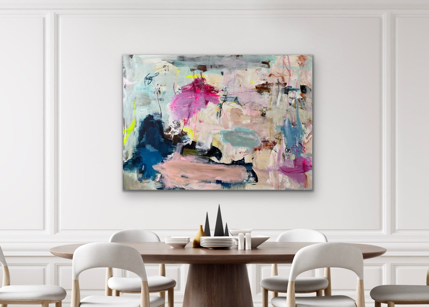 Abstrakt maleri, 100x140 cm, ”GRATEFUL” by Lone Reedtz , Abstrakt ekspressivt akrylmaleri på lærred