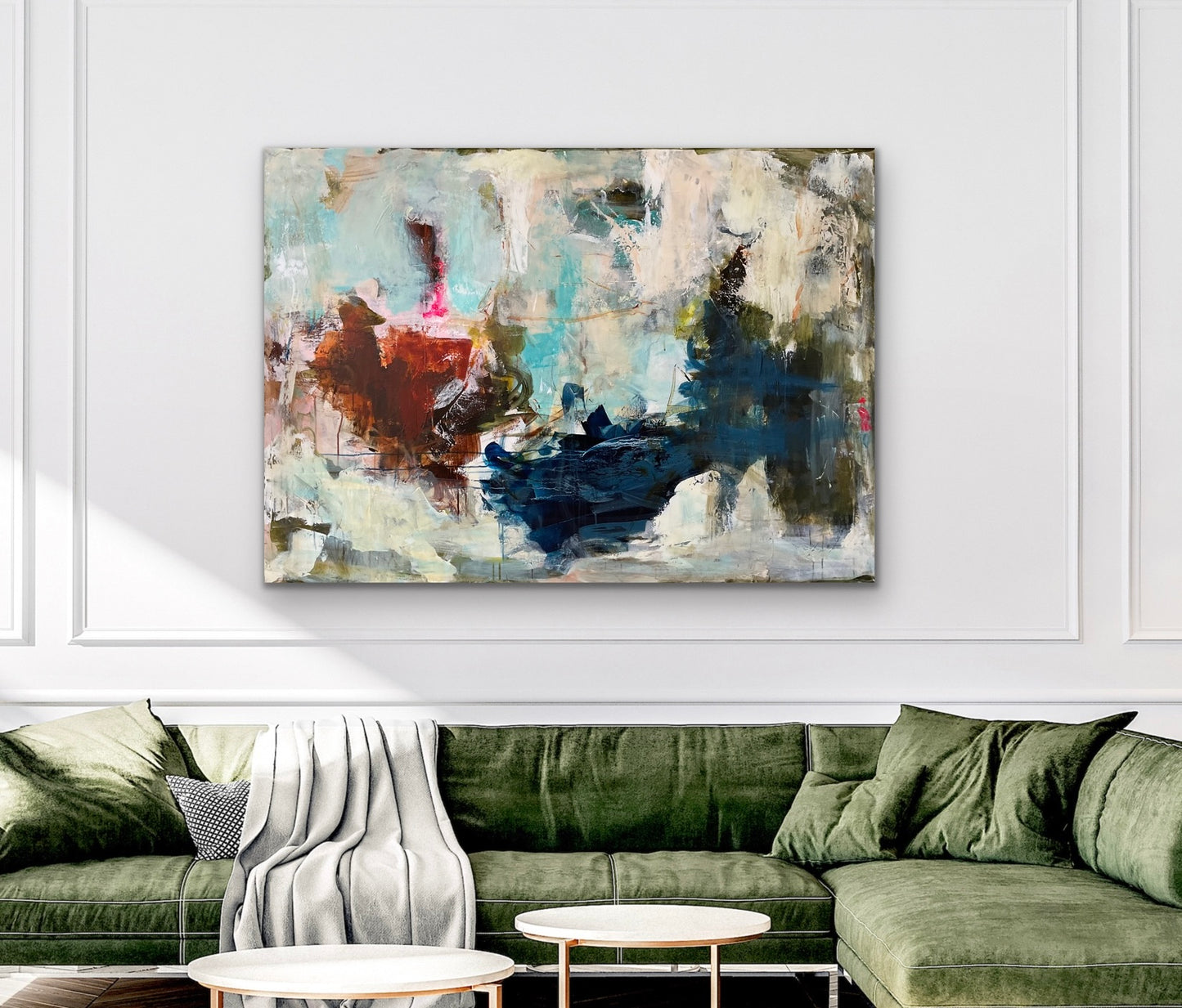 Abstrakt maleri, 100x140 cm, "LIGHTS WILL GUIDE YOU”