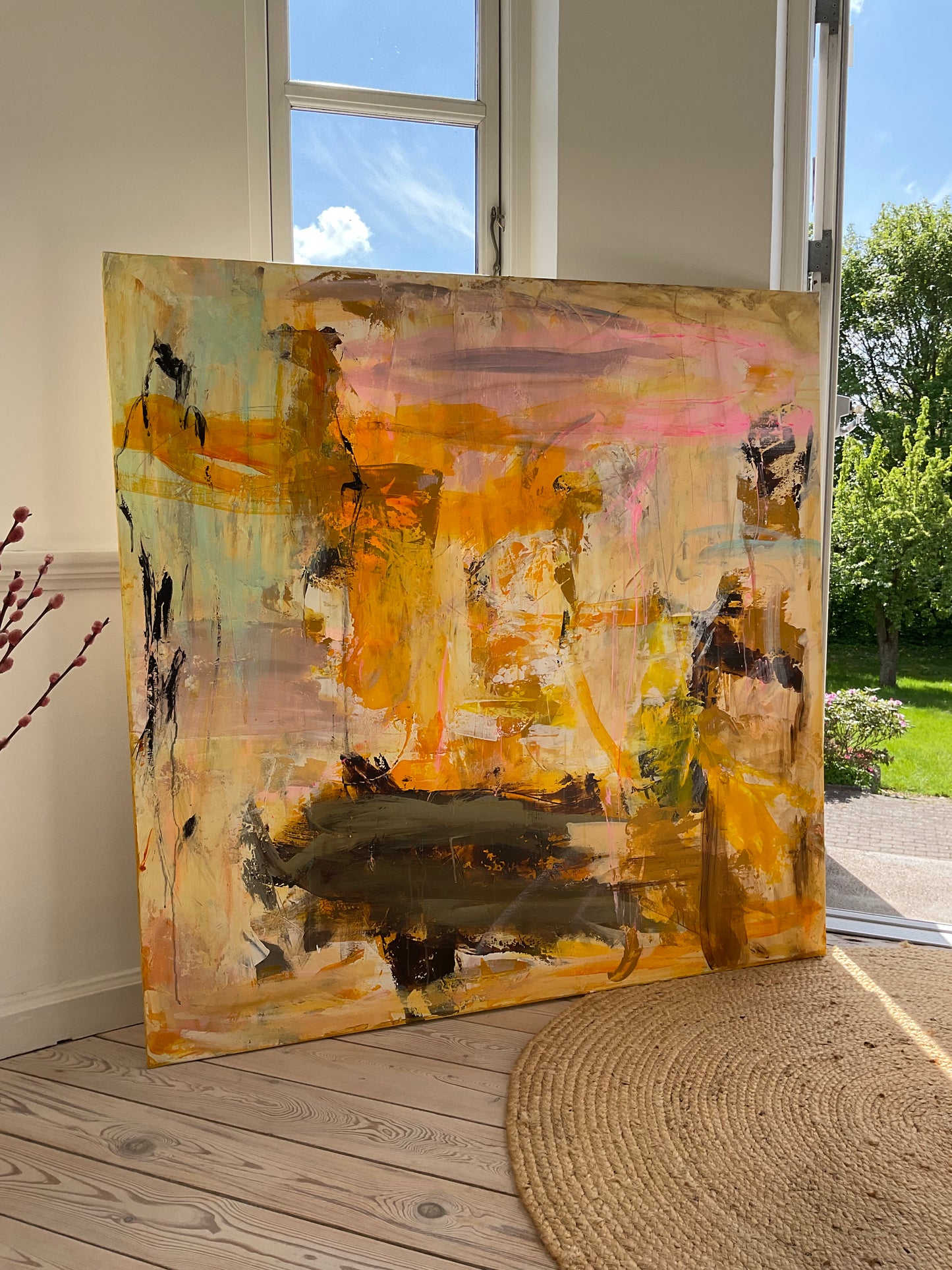 Abstrakt maleri, 120x120 cm, "TIME"