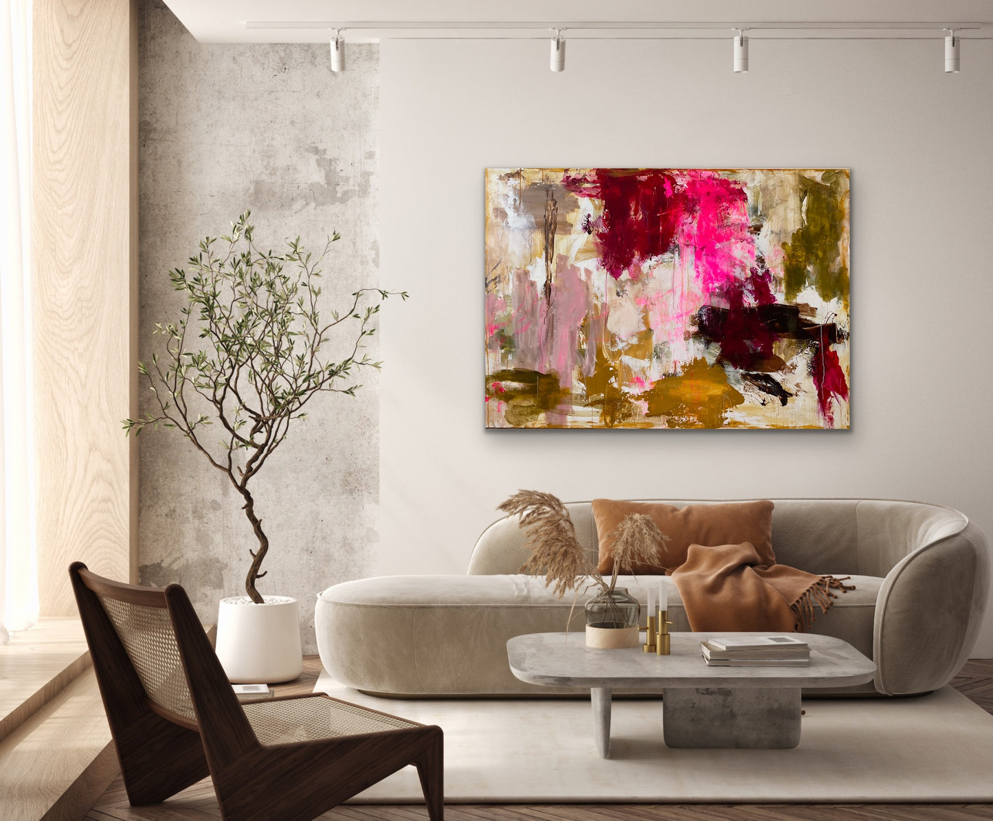 Abstrakt maleri, 100x140 cm, "CELEBRATE LIFE” by Lone Reedtz , Abstrakt ekspressivt akrylmaleri på lærred