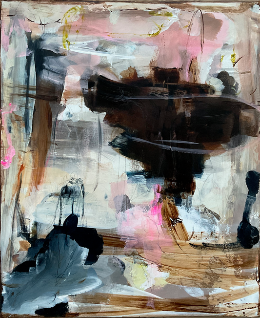 Abstrakt maleri, 60x50 cm, "Eruption" by Lone Reedtz , Abstrakt ekspressivt akrylmaleri på lærred Uden ramme