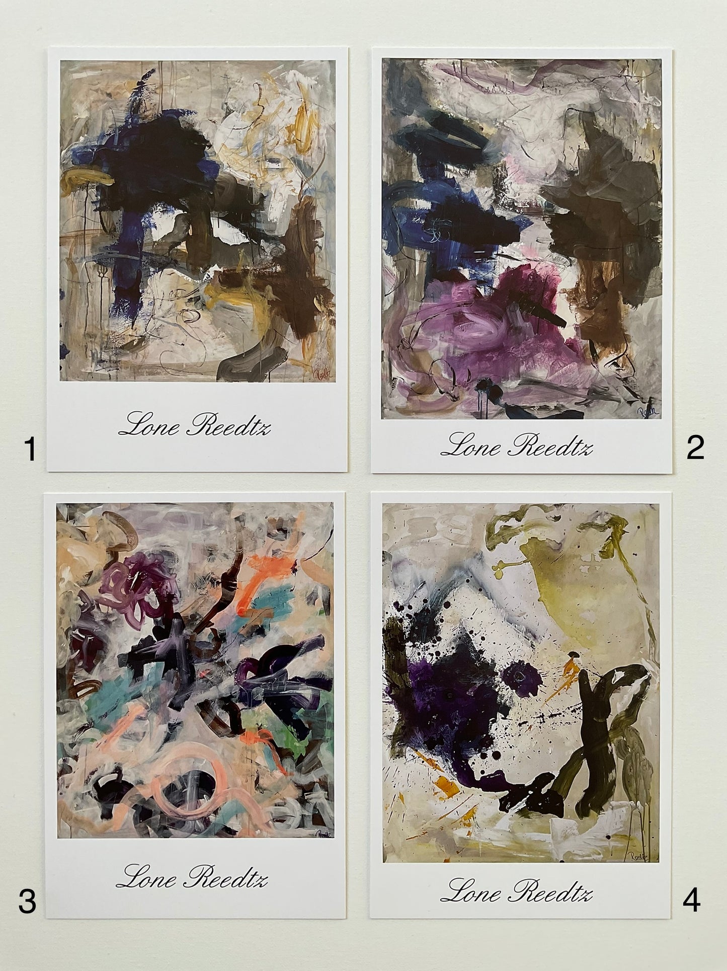 Kunsttryk kort, 21x15 cm - Pakke med 8 kort (Nr. 1 til 8) by Lone Reedtz ,