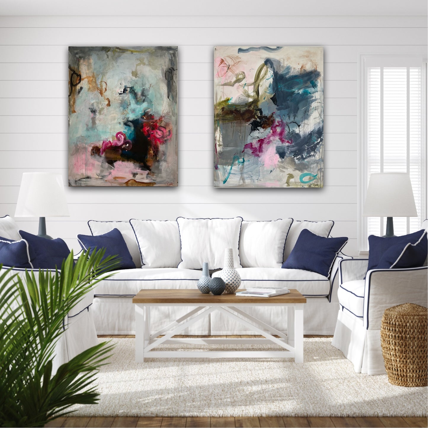Abstrakt maleri, 90x70 cm, "BEAUTIFUL DAY” by Lone Reedtz , Abstrakt ekspressivt akrylmaleri på lærred