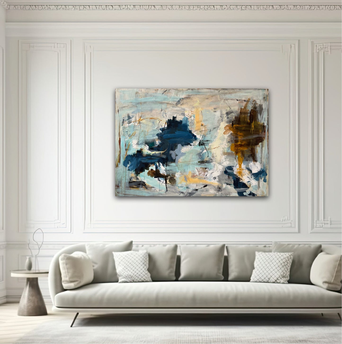 Abstrakt maleri, 100x140 cm, "FOLLOW ME” by Lone Reedtz , Abstrakt ekspressivt akrylmaleri på lærred