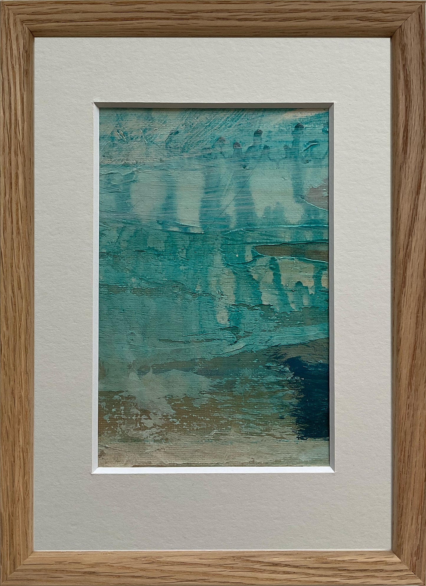 Indrammet lærred i 15x21 cm med valgfri indramning by Lone Reedtz , Abstrakt ekspressivt akrylmaleri på lærred i passepartout Med massiv egetræsramme