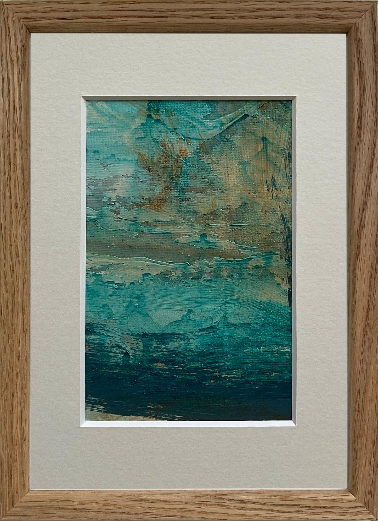 Indrammet lærred i 15x21 cm med valgfri indramning by Lone Reedtz , Abstrakt ekspressivt akrylmaleri på lærred i passepartout Med massiv egetræsramme