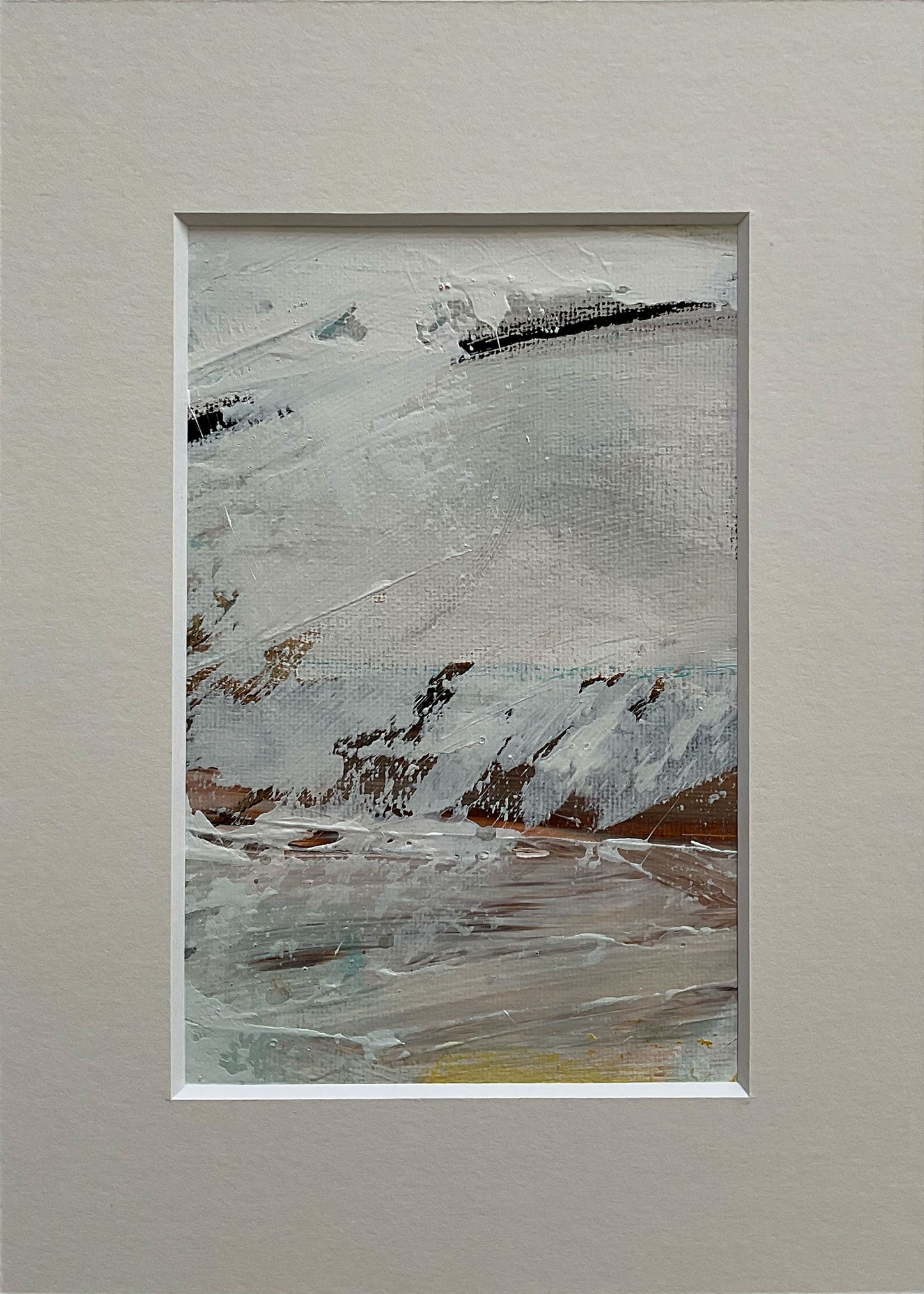 Abstrakt maleri på lærred i passepartout, 21x15 cm, "Nr. 43", med valgfri indramning by Lone Reedtz , Abstrakt ekspressivt akrylmaleri på lærred i passepartout Uden ramme