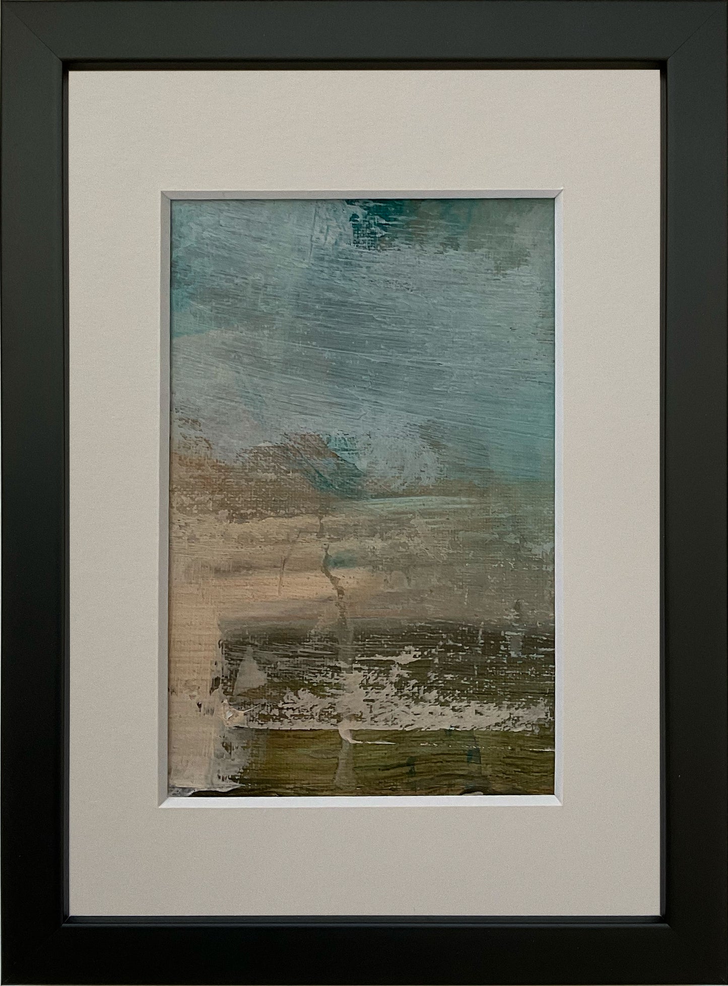 Indrammet lærred nr. 44, 15x21 cm med valgfri indramning by Lone Reedtz , Abstrakt ekspressivt akrylmaleri på lærred i passepartout Med sort træramme
