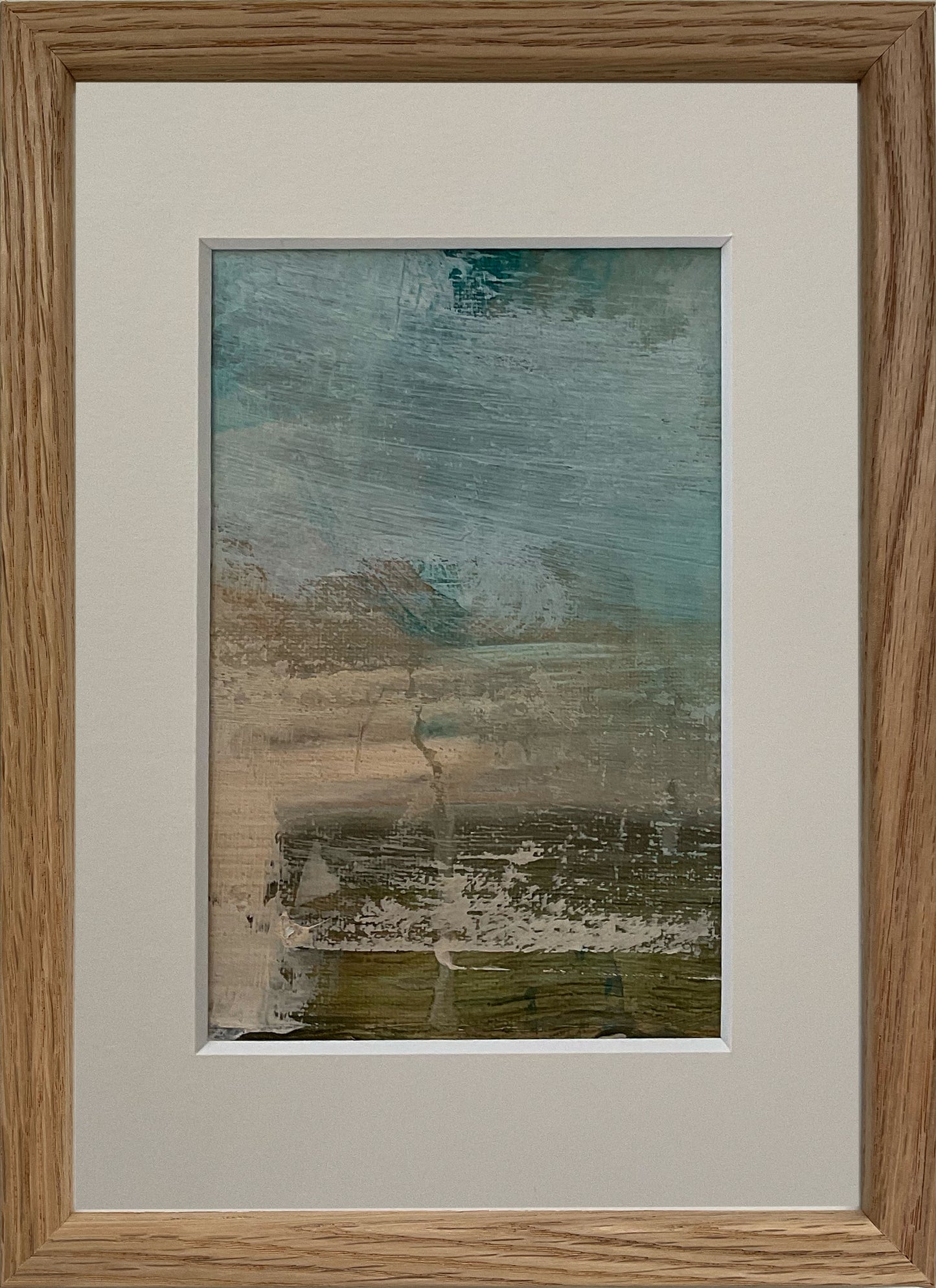 Indrammet lærred nr. 44, 15x21 cm med valgfri indramning by Lone Reedtz , Abstrakt ekspressivt akrylmaleri på lærred i passepartout Med massiv egetræsramme