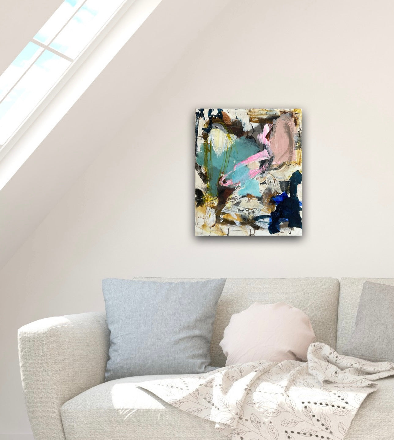 Abstrakt maleri, 50x40 cm, "JOY” by Lone Reedtz , Abstrakt ekspressivt akrylmaleri på lærred