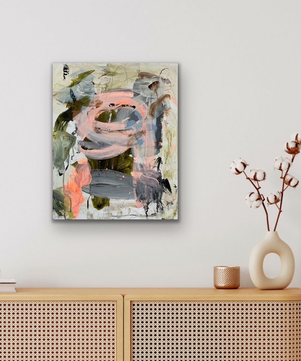 Abstrakt maleri, 50x40 cm, "NEXT LEVEL” by Lone Reedtz , Abstrakt ekspressivt akrylmaleri på lærred Uden ramme