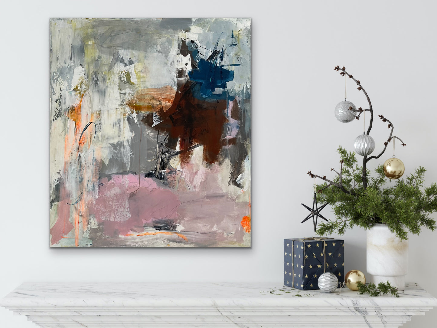 Abstrakt maleri, 80x70 cm, "Nr. 40" by Lone Reedtz , Abstrakt ekspressivt akrylmaleri på lærred