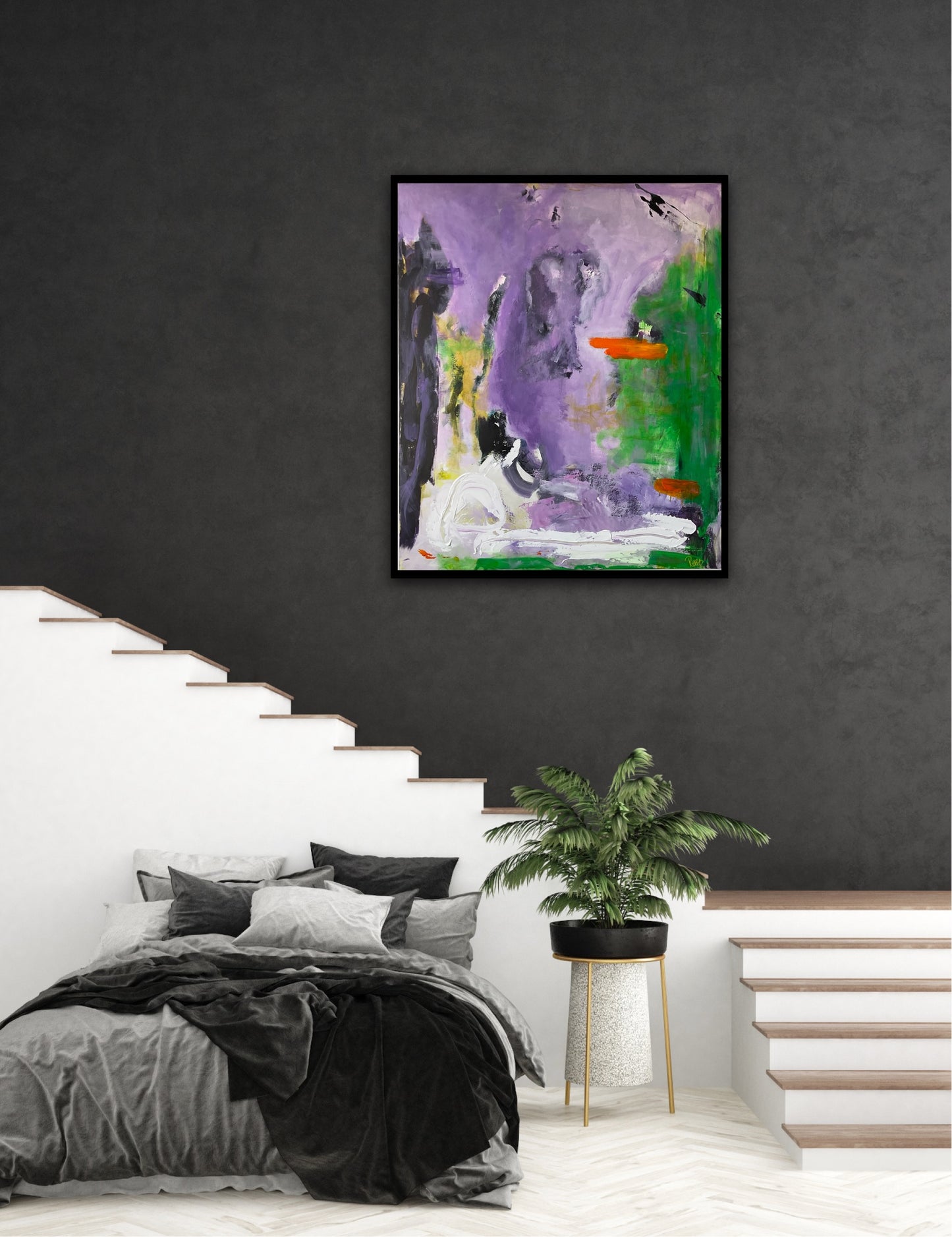 Abstrakt maleri, 120x100 cm, ”OPEN MIND” by Lone Reedtz , Abstrakt ekspressivt akrylmaleri på lærred