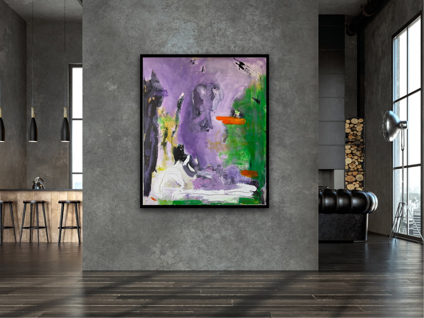 Abstrakt maleri, 120x100 cm, ”OPEN MIND” by Lone Reedtz , Abstrakt ekspressivt akrylmaleri på lærred