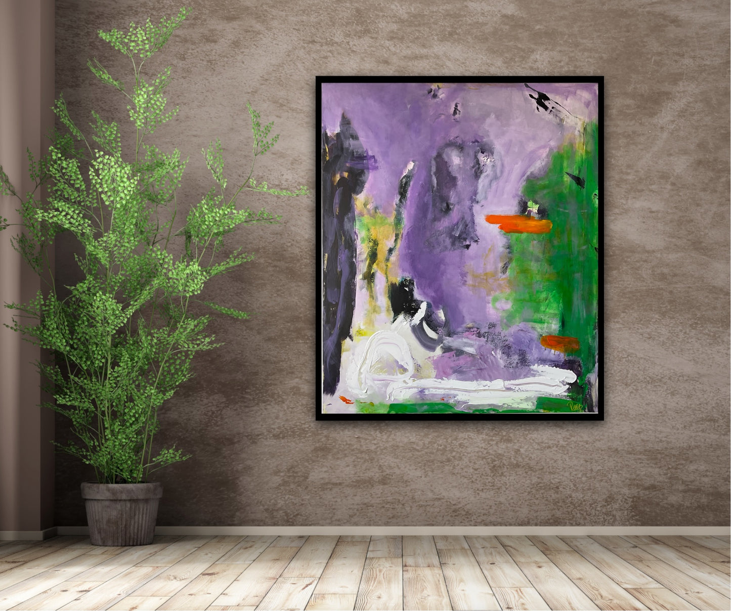 Abstrakt maleri, 120x100 cm, ”OPEN MIND” by Lone Reedtz , Abstrakt ekspressivt akrylmaleri på lærred