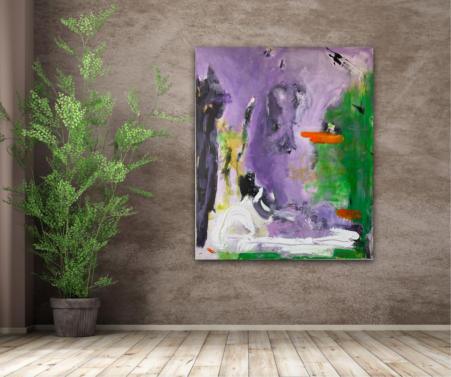 Abstrakt maleri, 120x100 cm, ”OPEN MIND” by Lone Reedtz , Abstrakt ekspressivt akrylmaleri på lærred Uden ramme