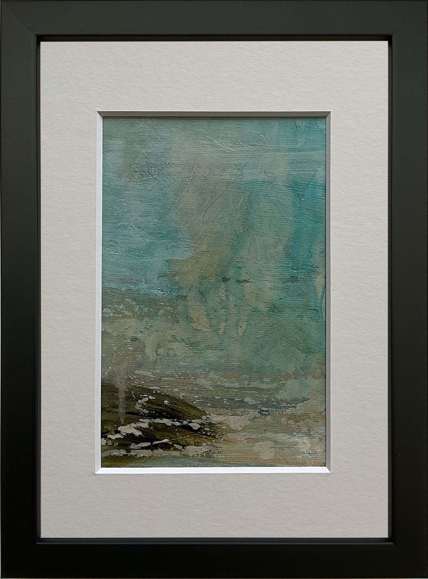 Indrammet lærred nr. 45, 15x21 cm med valgfri indramning by Lone Reedtz , Abstrakt ekspressivt akrylmaleri på lærred i passepartout Med sort træramme