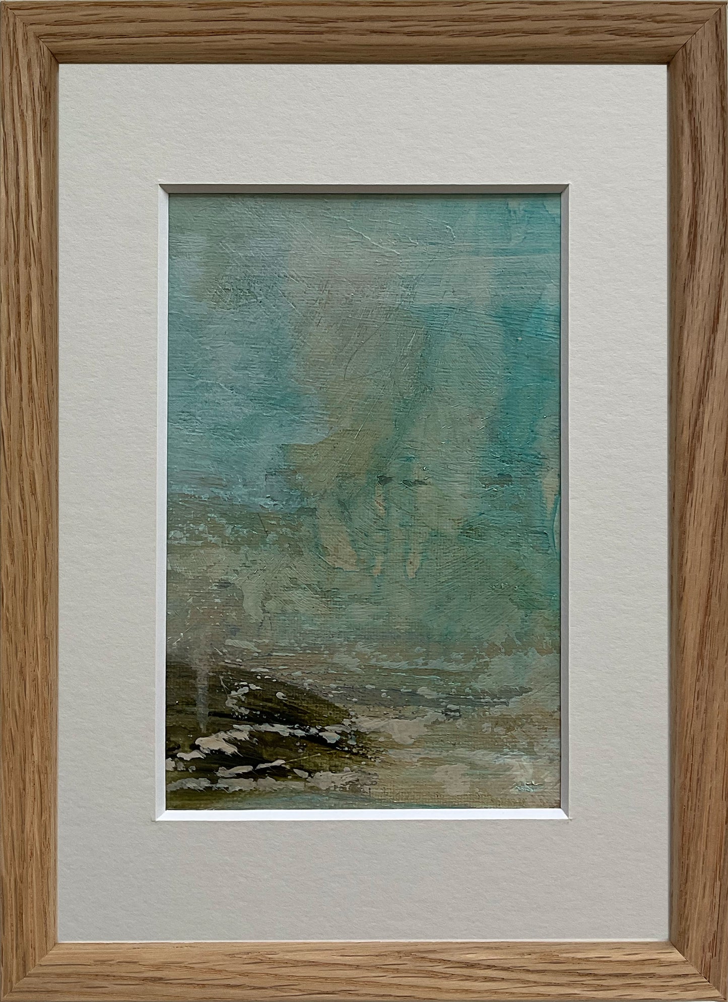 Indrammet lærred nr. 45, 15x21 cm med valgfri indramning by Lone Reedtz , Abstrakt ekspressivt akrylmaleri på lærred i passepartout Med massiv egetræsramme