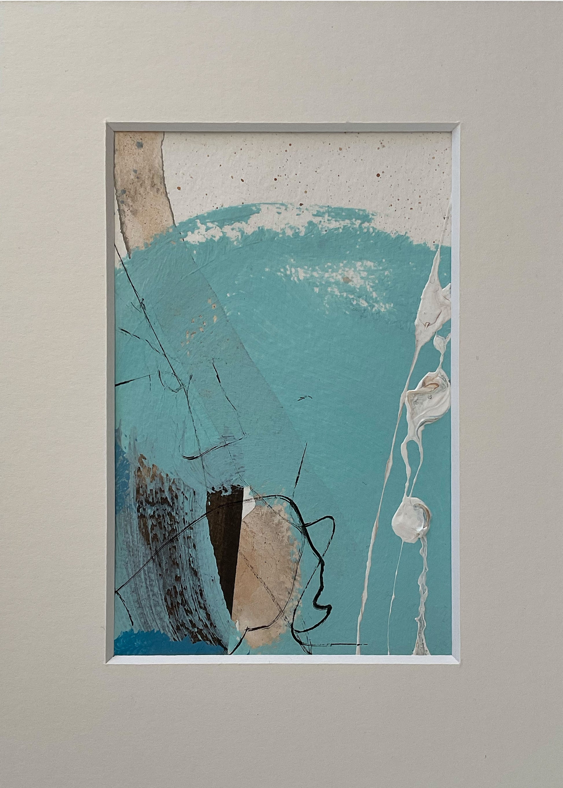 Paperwork nr. 41, 21x15 cm, med valgfri indramning by Lone Reedtz , Abstrakt ekspressivt akrylmaleri på papir i passepartout Uden ramme